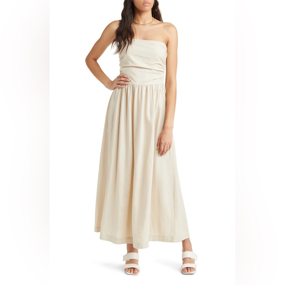 OPEN EDIT Smocked Strapless Midi Dress
